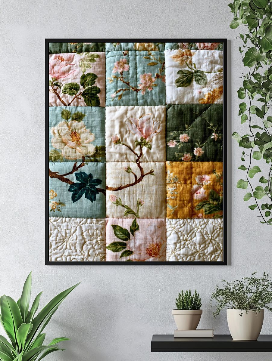 Floral Quilt Botanical Print. — room view 4