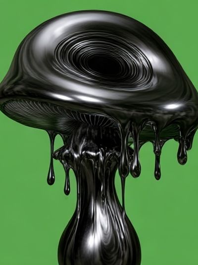 Glossy Black Mushroom Print.