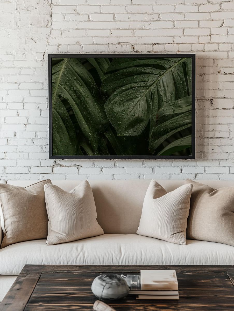 Green leaf desktop background wallpaper. — room view 1
