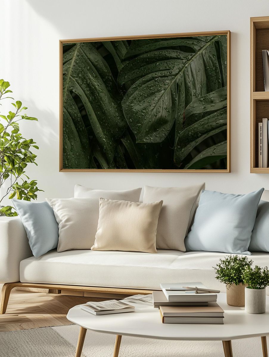 Green leaf desktop background wallpaper. — room view 2