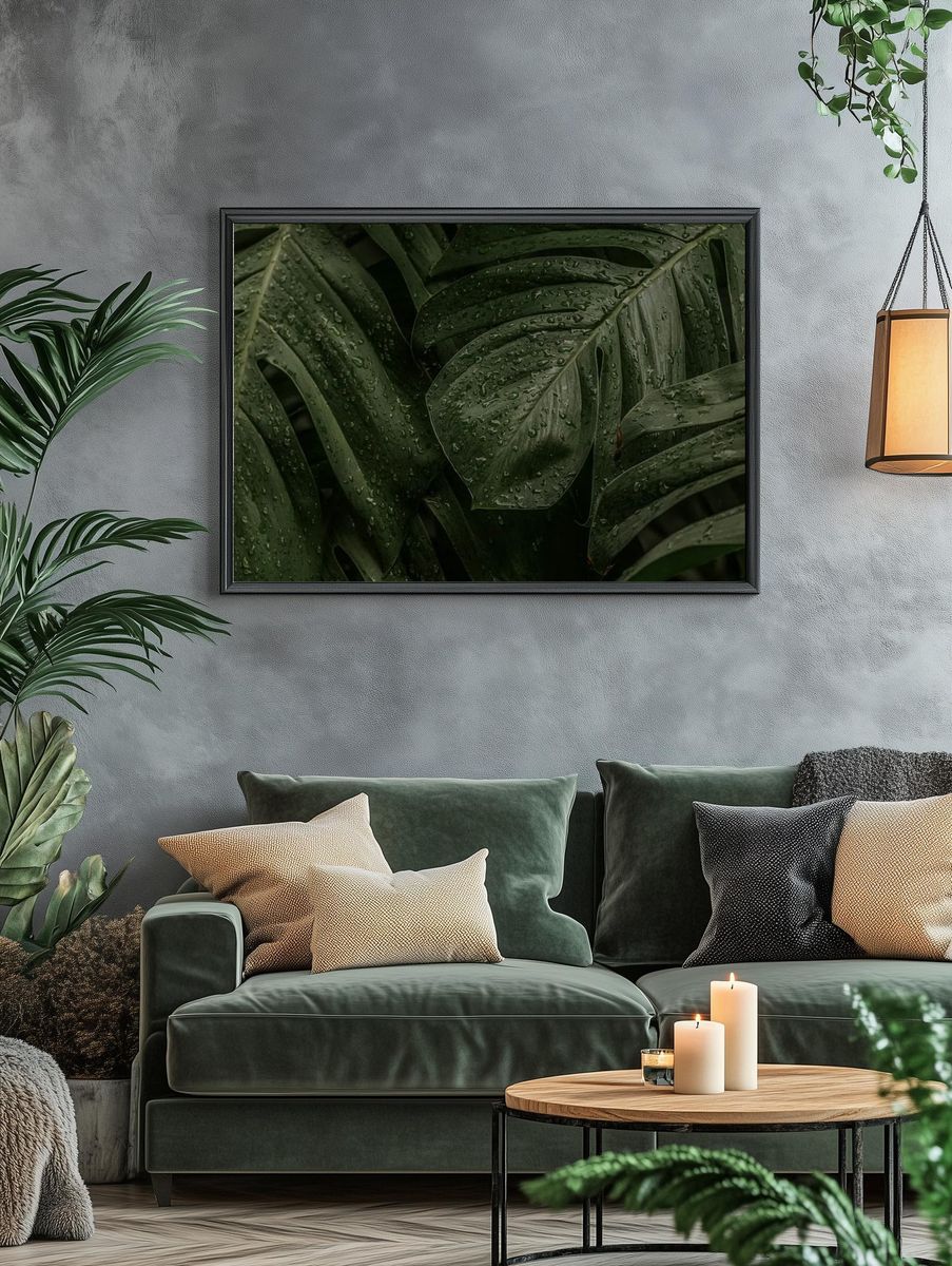 Green leaf desktop background wallpaper. — room view 4