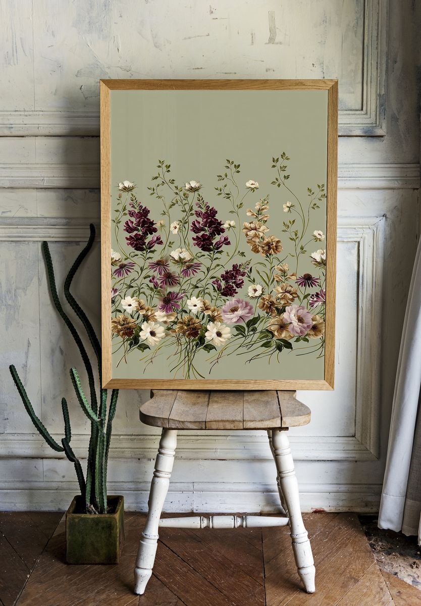Botanical Meadow Floral Print. room preview