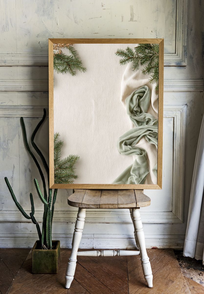 Winter Evergreen Still Life Print. — room view 1