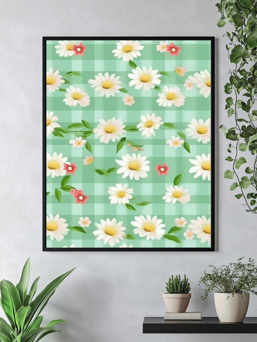 Daisy Checkered Botanical Print. — room view 4