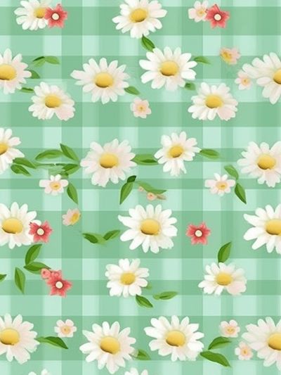 Daisy Checkered Botanical Print.