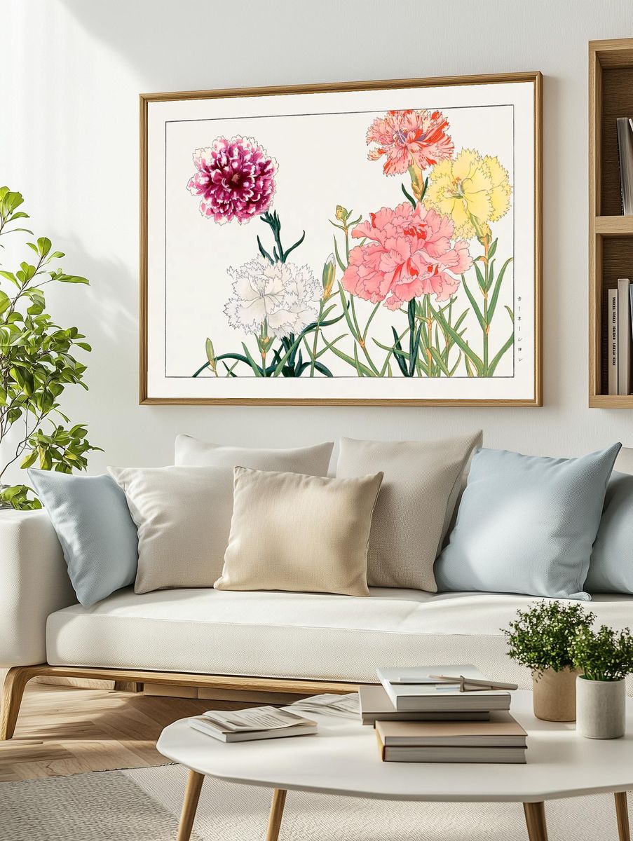 Carnation flower, Japanese woodblock art. — room view 2