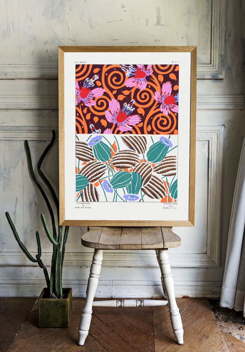 Vintage flower patterns, elegant Art. — room view 1