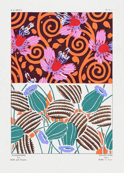Vintage flower patterns, elegant Art. poster print