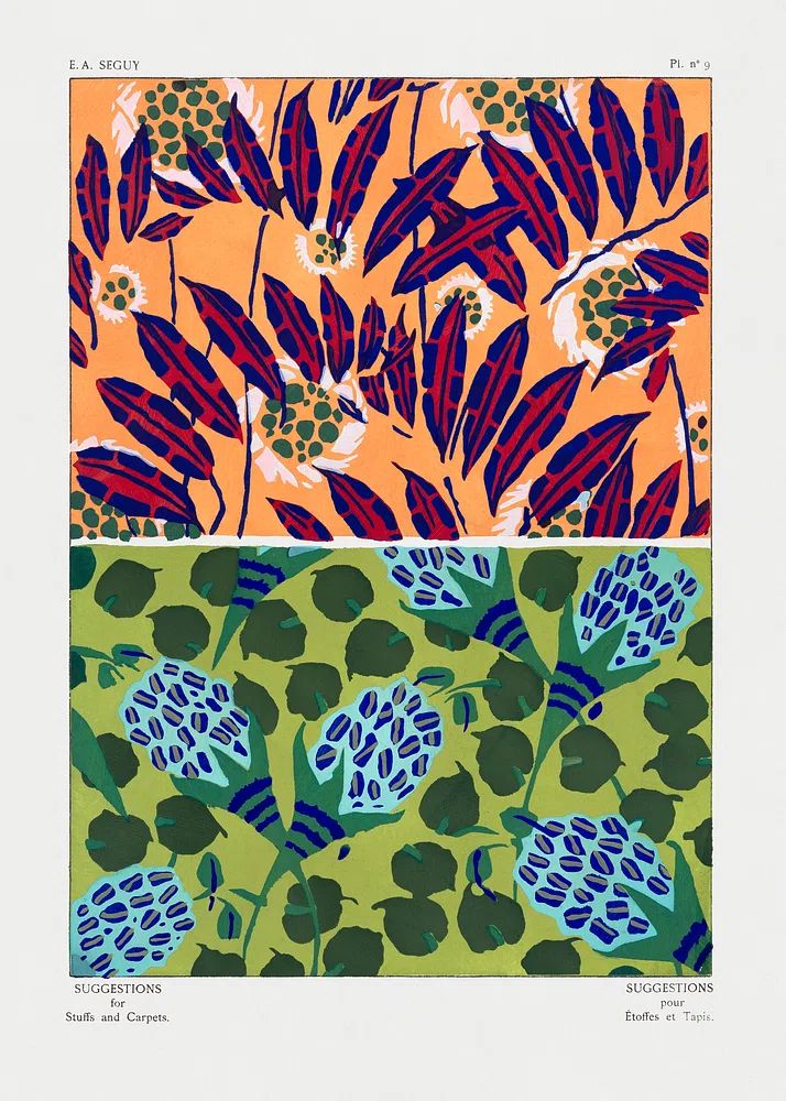 Vintage floral patterns, Art Nouveau. poster detail