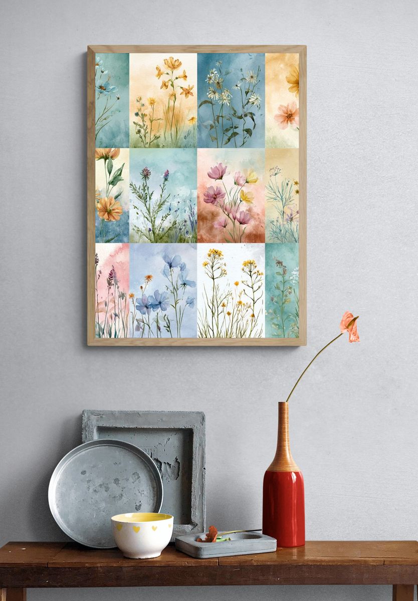 Wildflower Watercolor Botanical Print. — room view 3