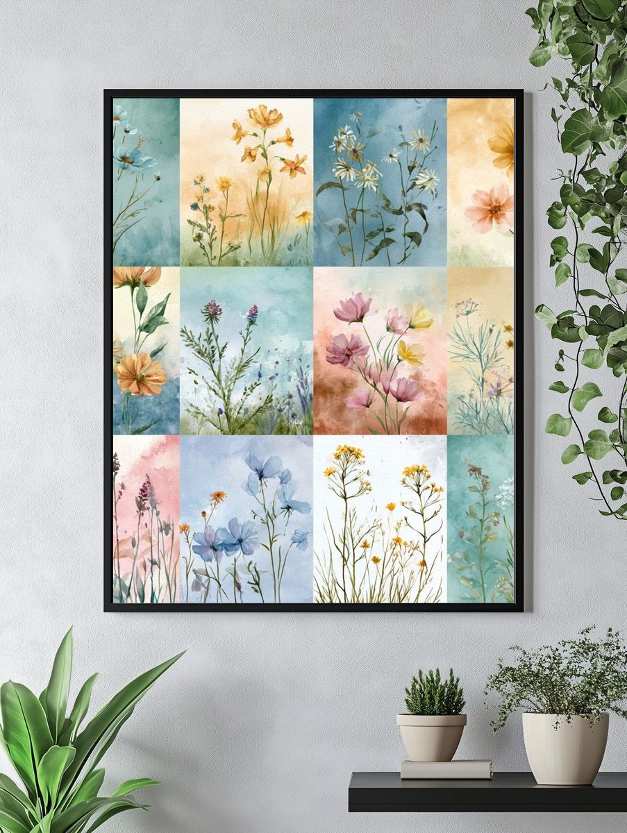 Wildflower Watercolor Botanical Print. — room view 4