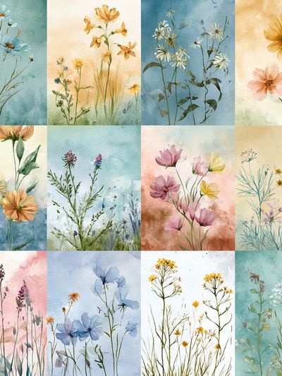 Wildflower Watercolor Botanical Print. poster