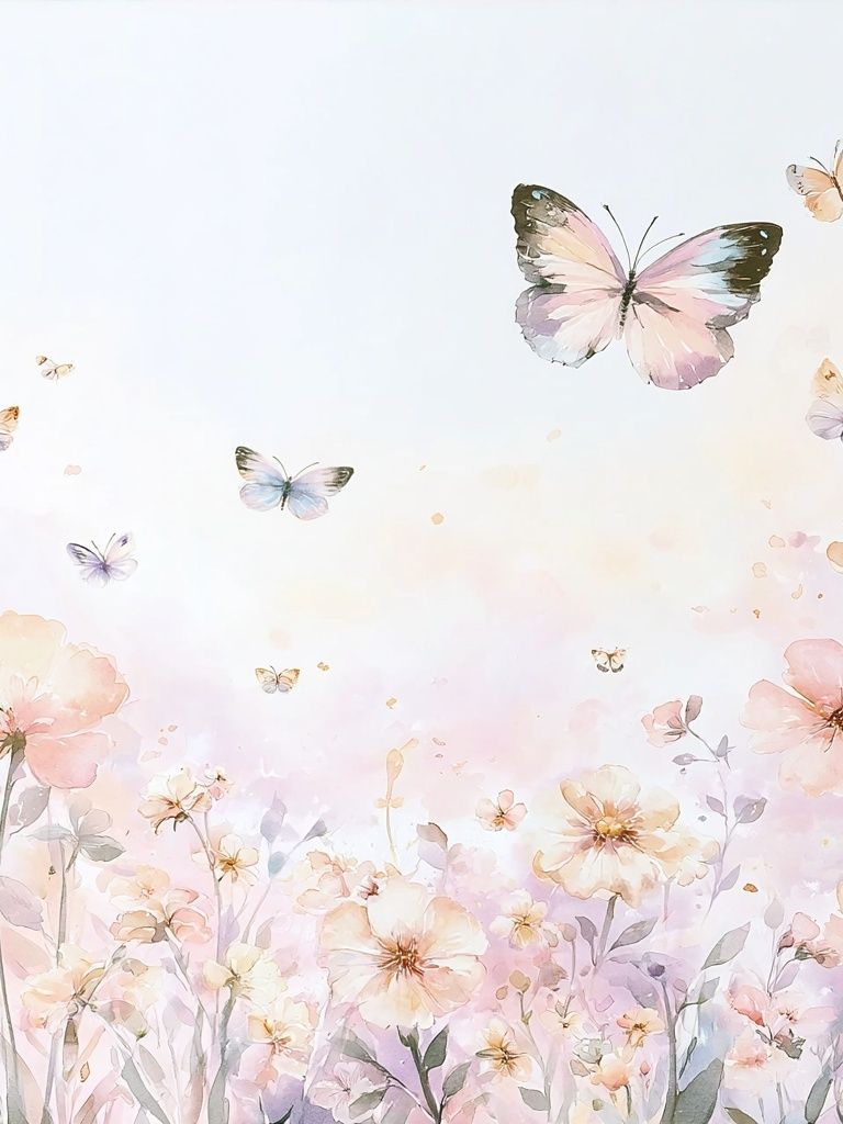 Pastel Butterfly Meadow Print. poster — botanical art