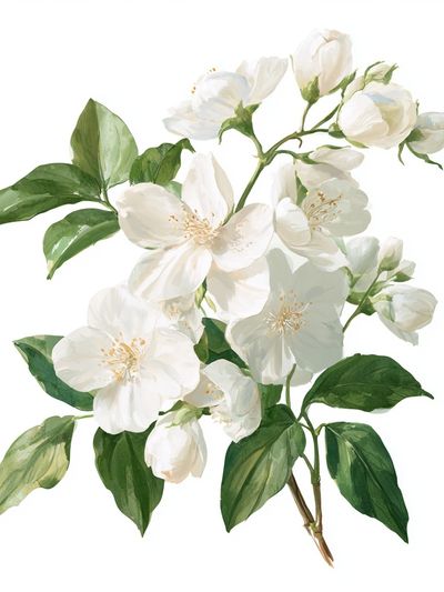 White Blossom Botanical Print.