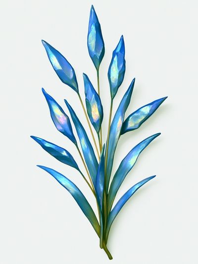 Blue Botanical Leaf Print.