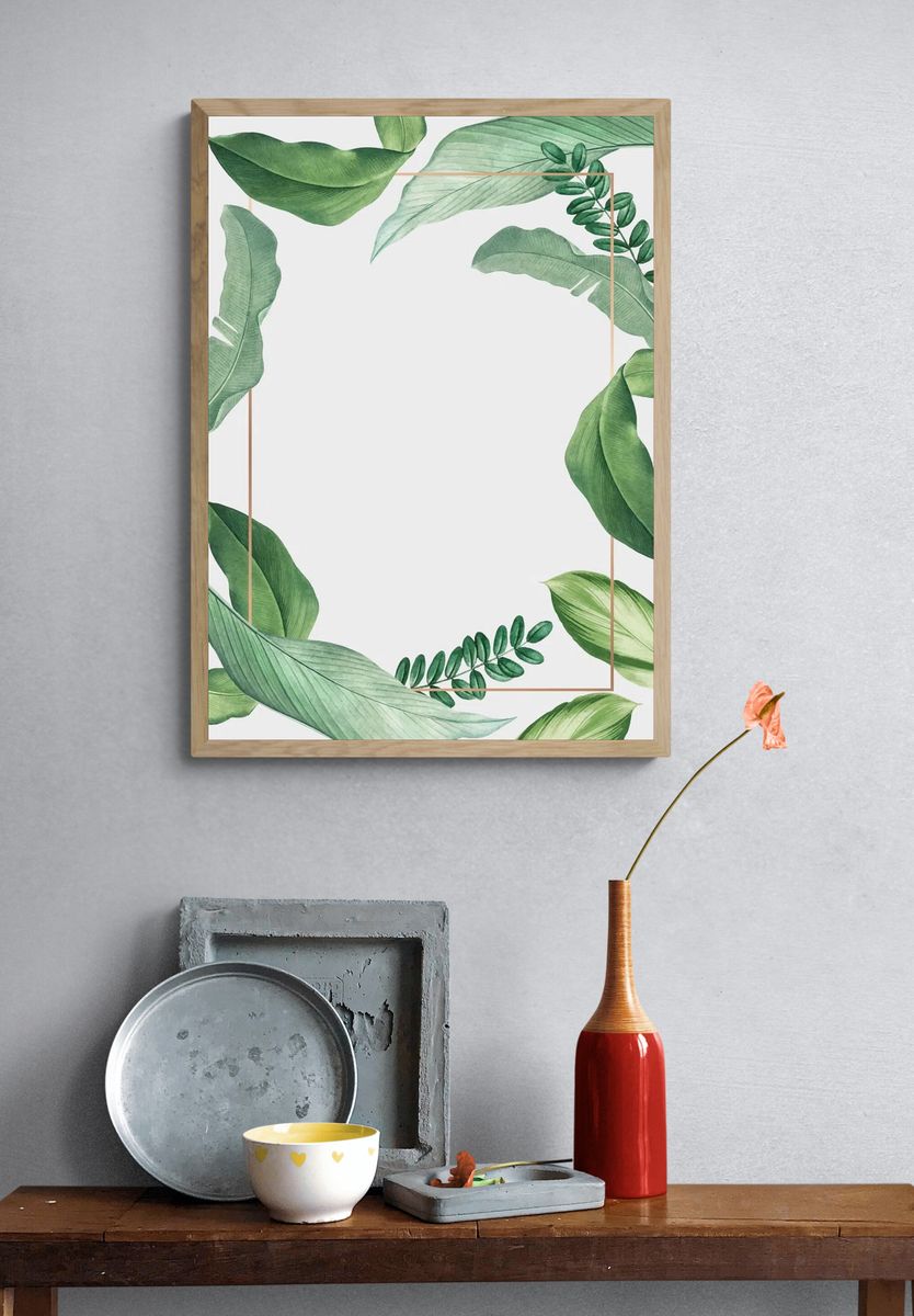 Hand drawn tropical leaves white. — room view 3