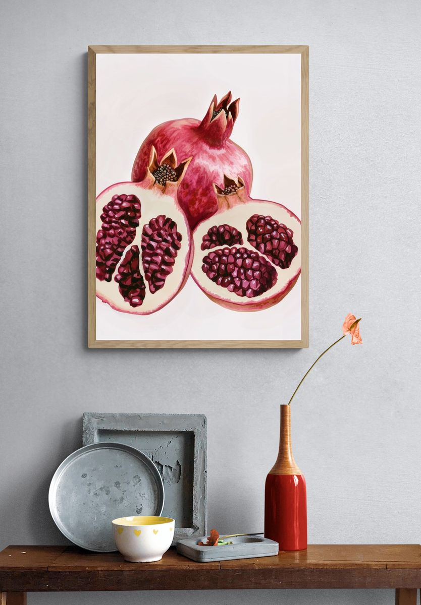 Pomegranate Still Life Illustration Poster. — room view 3