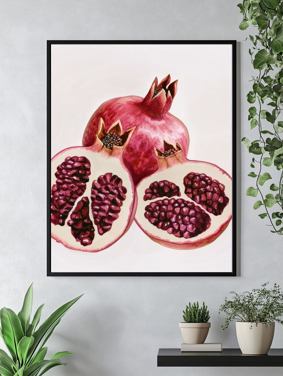 Pomegranate Still Life Illustration Poster. — room view 4