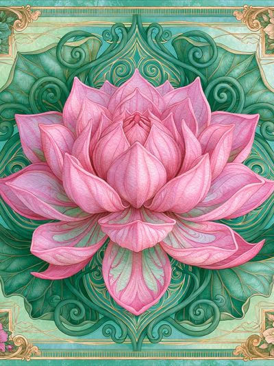 Pink Lotus Botanical Poster.