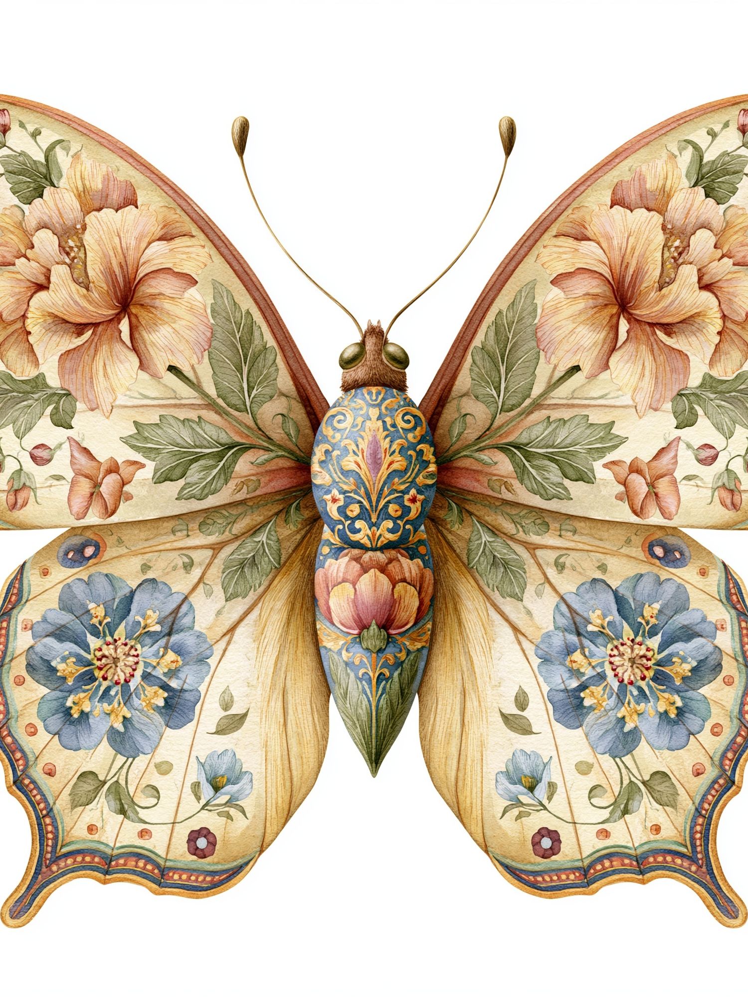 Floral Butterfly Watercolor Print. poster detail