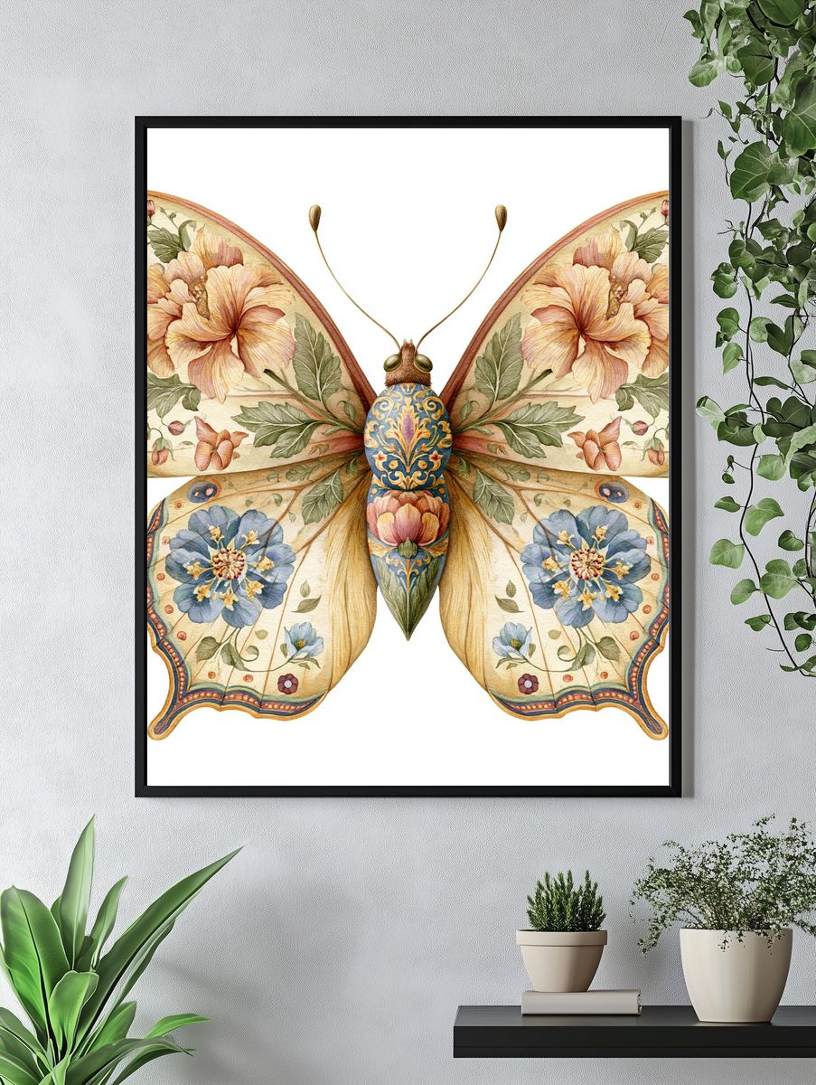 Floral Butterfly Watercolor Print. — room view 4