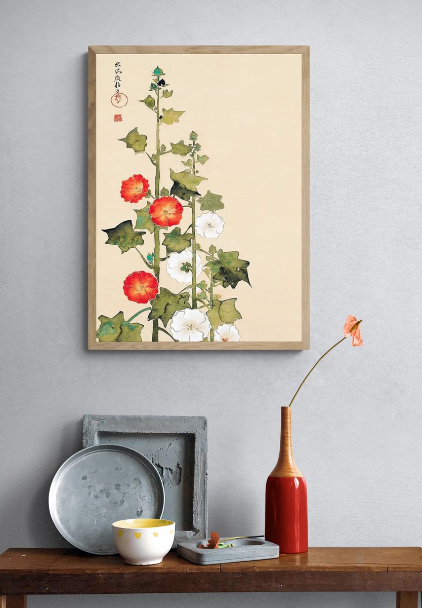 Japanese hollyhock flowers (1801) vintage. — room view 3