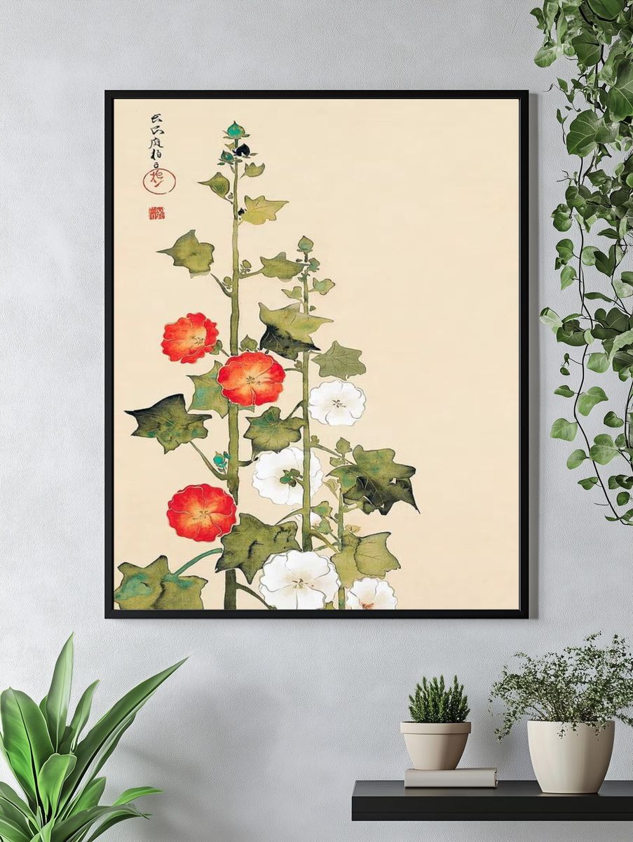 Japanese hollyhock flowers (1801) vintage. — room view 4