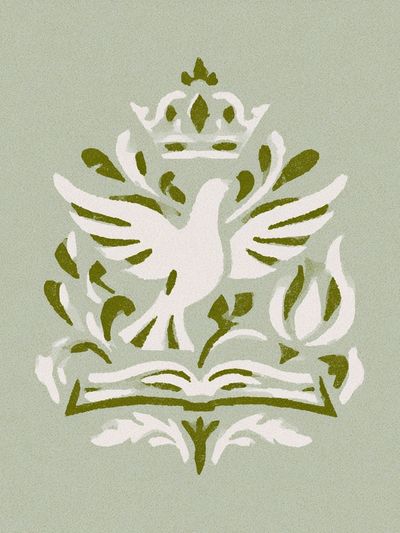 Dove and Book Botanical Poster. poster