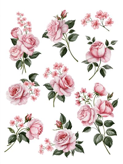 Pink Roses Botanical Print. poster