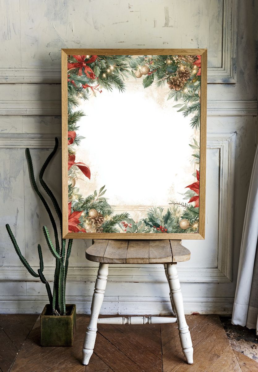 Christmas Floral Wreath Poster. room preview