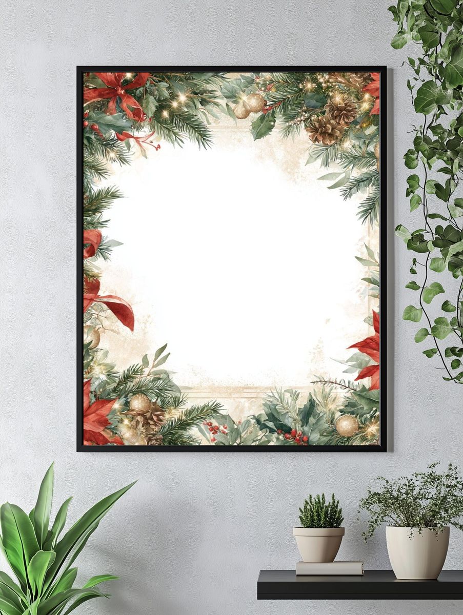 Christmas Floral Wreath Poster. — room view 4