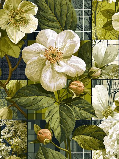Botanical Floral Mosaic Poster.