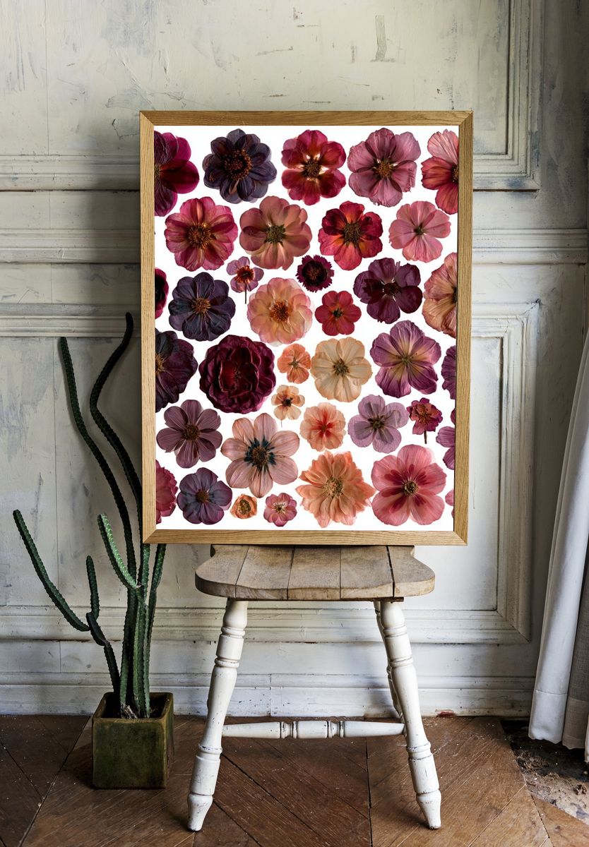 Pressed Flower Bouquet Botanical Print. — room view 1