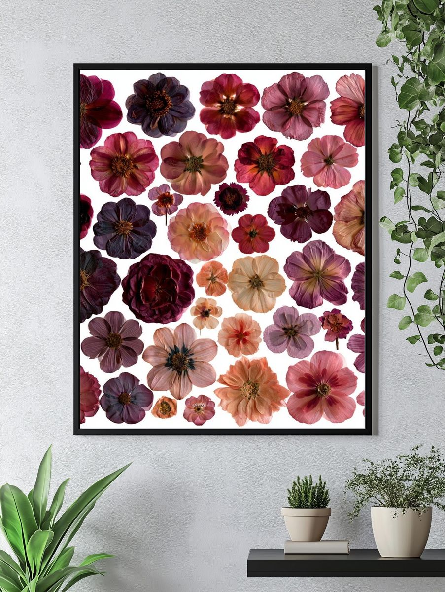 Pressed Flower Bouquet Botanical Print. — room view 4