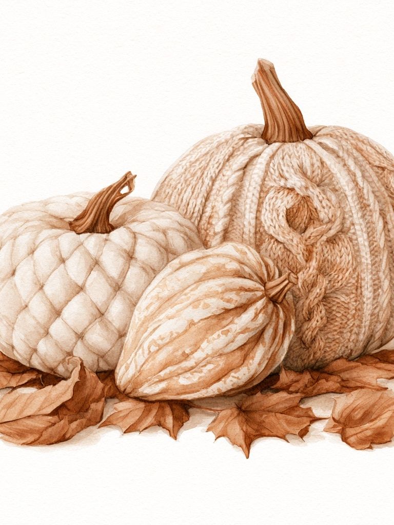 Autumn Pumpkins Watercolor Print. poster detail