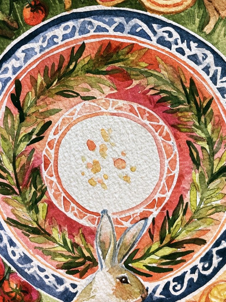 Botanical Wreath Rabbit Poster. poster detail