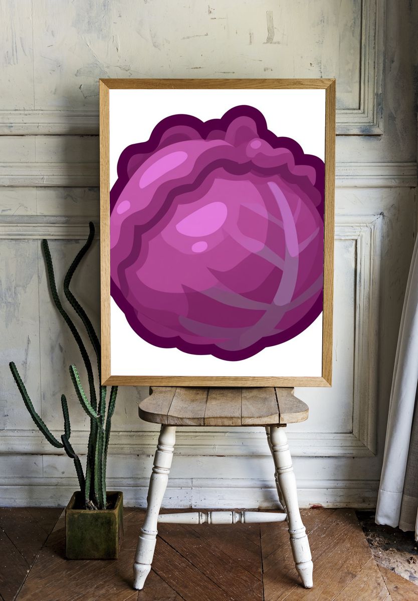 Purple Cabbage Illustration Poster. room preview