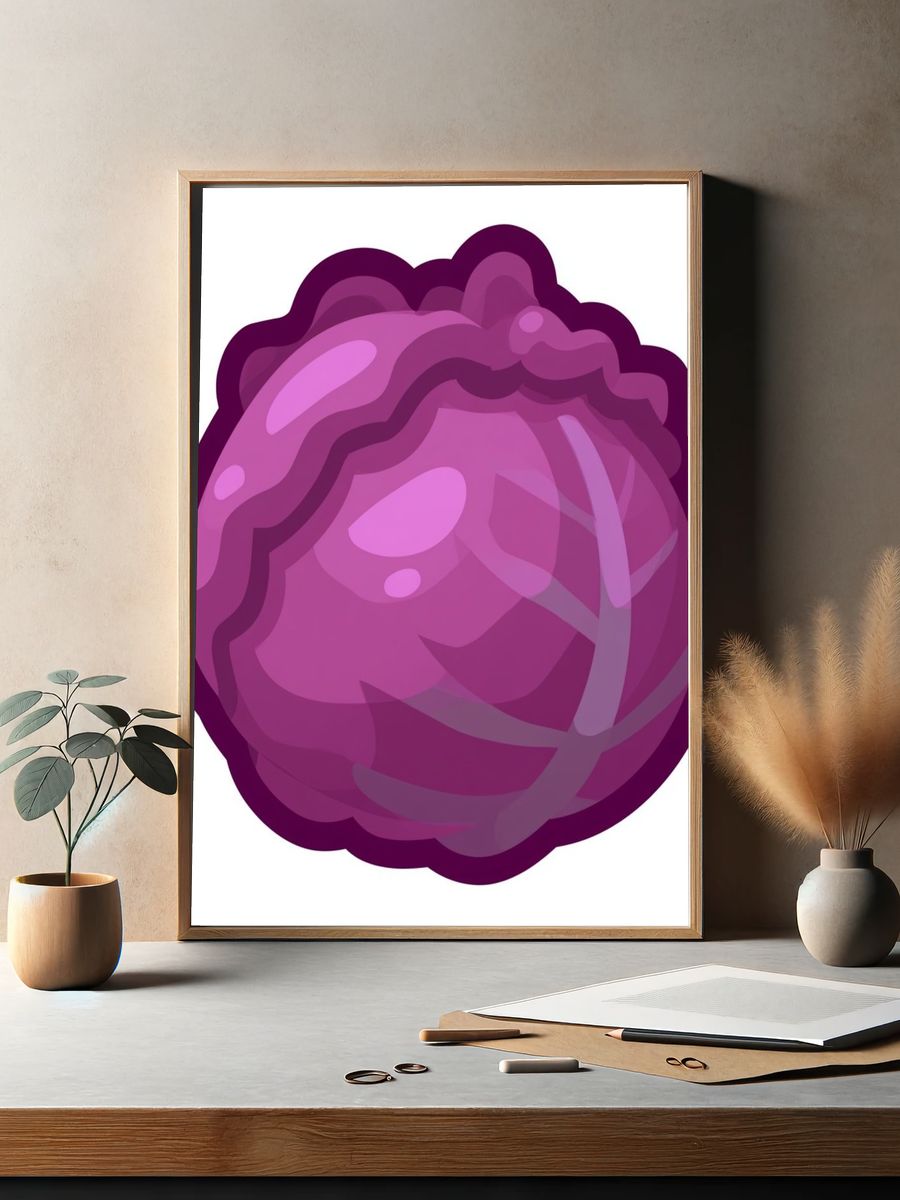 Purple Cabbage Illustration Poster. — room view 2