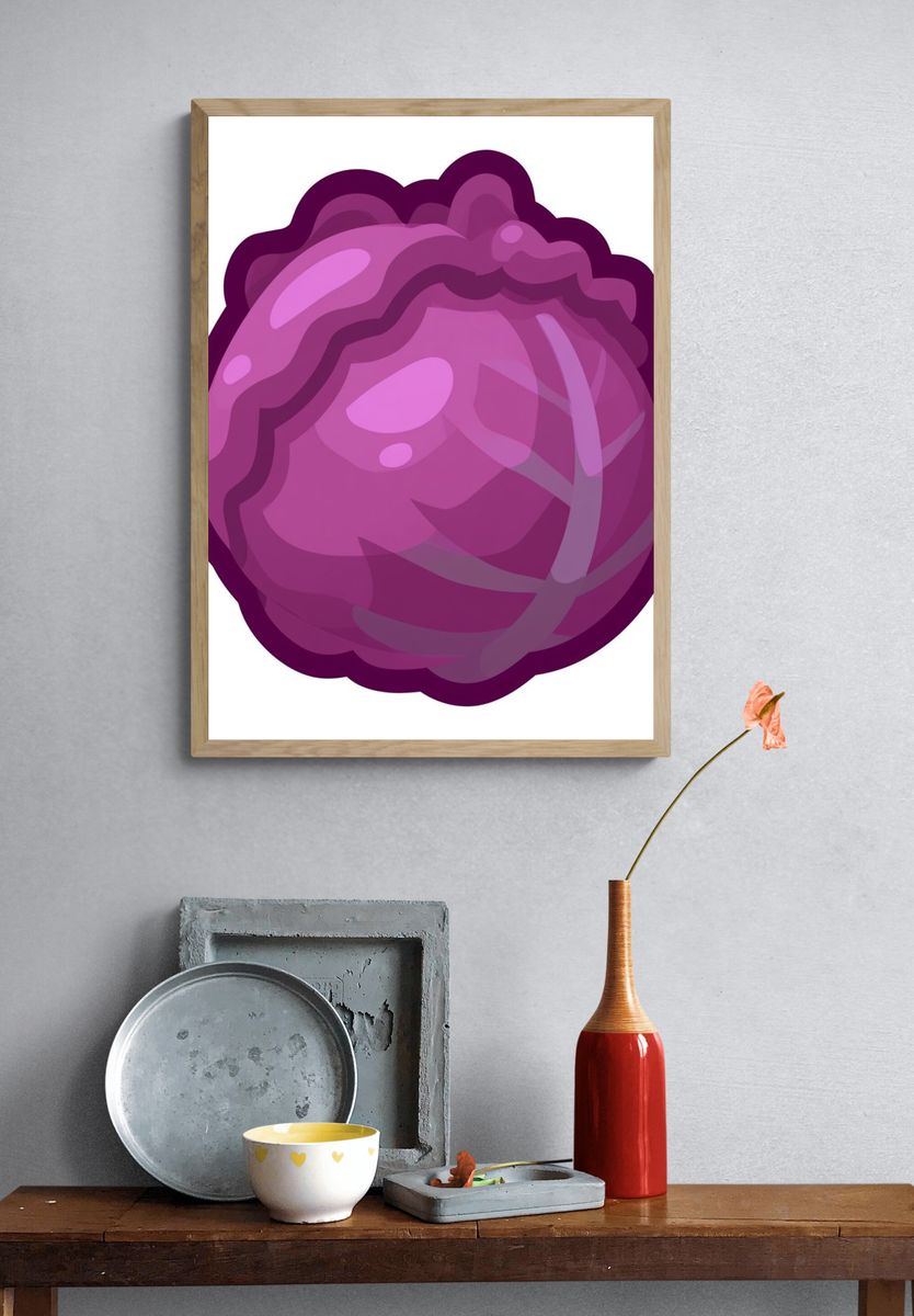 Purple Cabbage Illustration Poster. — room view 3