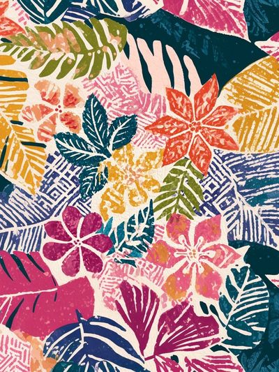 Tropical Leaf Collage Print.