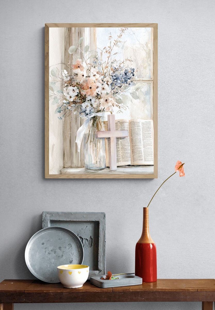 Pastel Floral Still Life Print. — room view 3