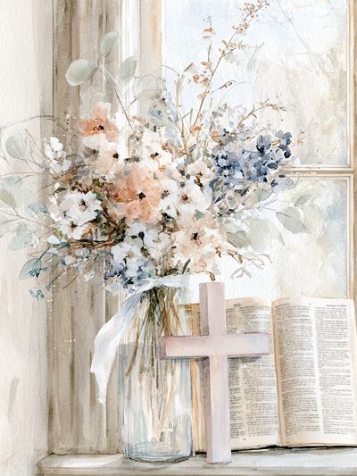 Pastel Floral Still Life Print.