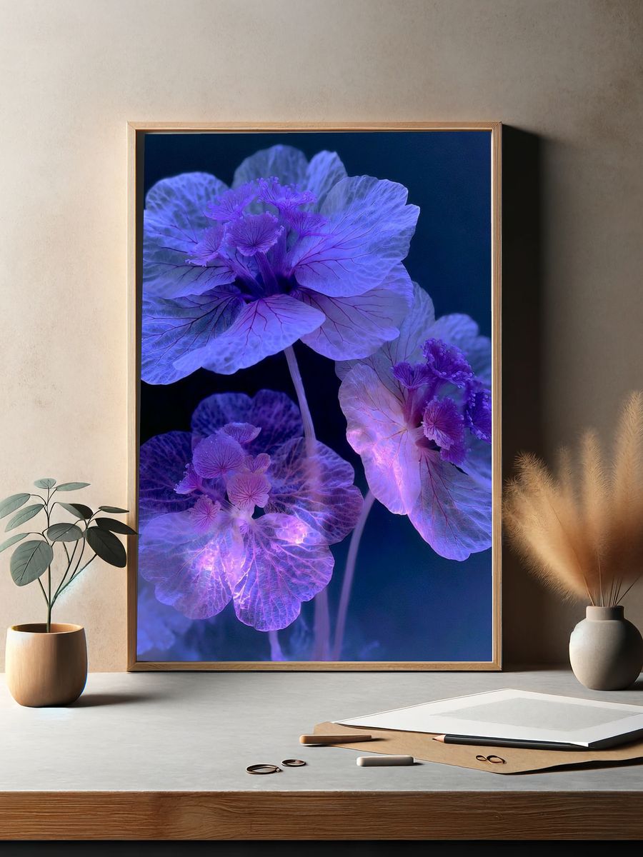 Dreamy Lotus Bloom Abstract Print. — room view 2