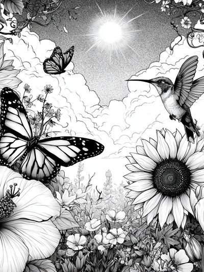 Butterflies and Blooms Botanical Print.