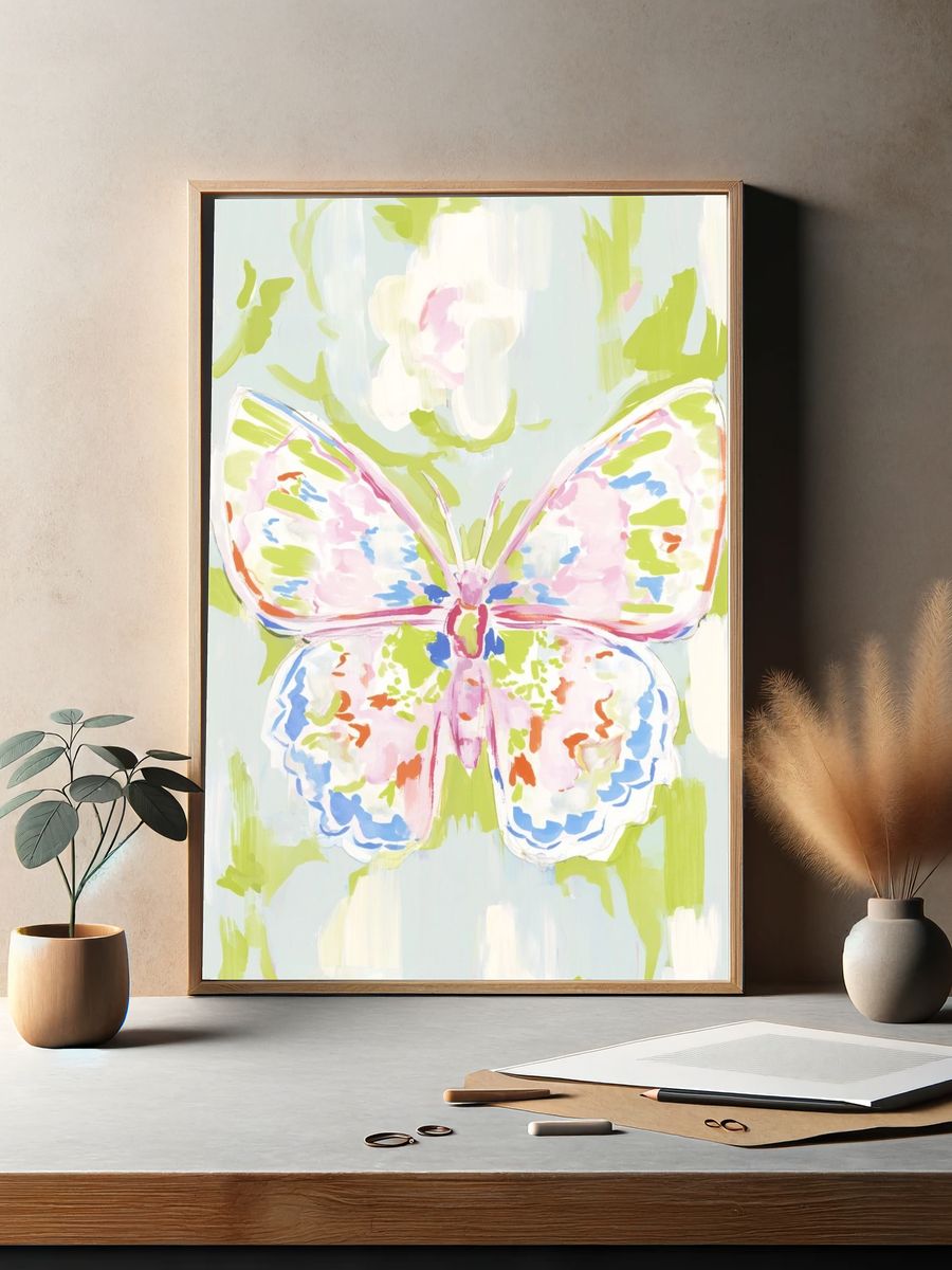 Pastel Butterfly Watercolor Print. — room view 2