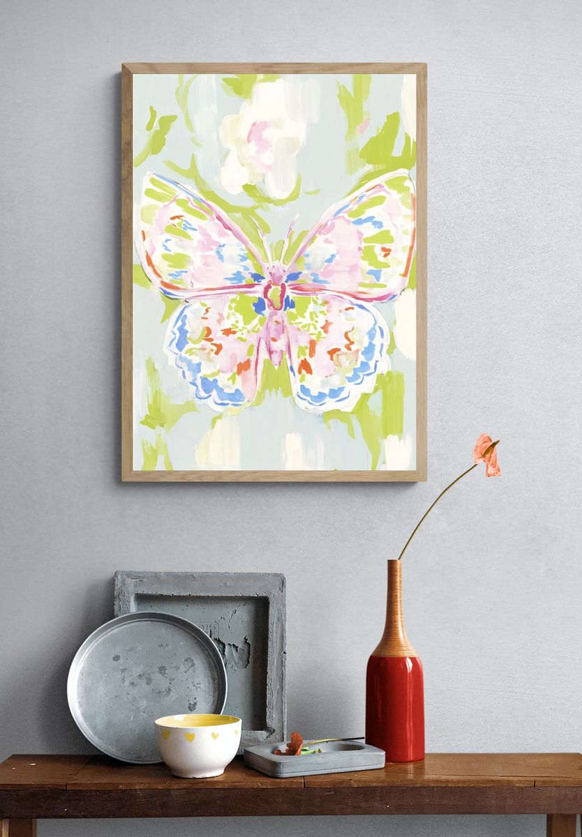 Pastel Butterfly Watercolor Print. — room view 3