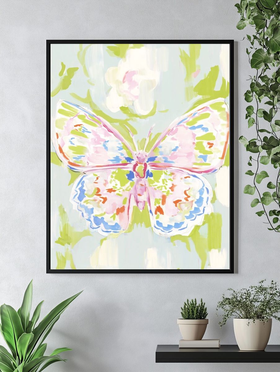Pastel Butterfly Watercolor Print. — room view 4