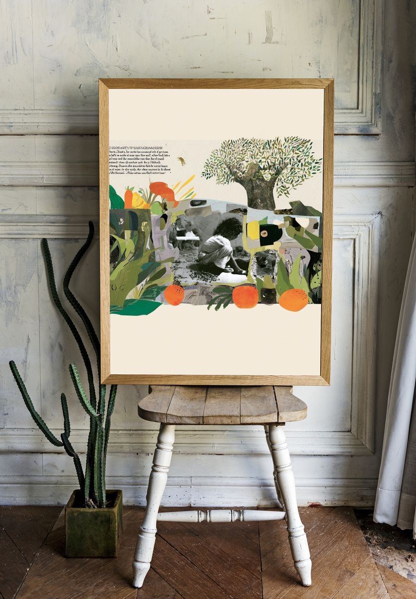 Botanical Collage Illustration Poster. room preview
