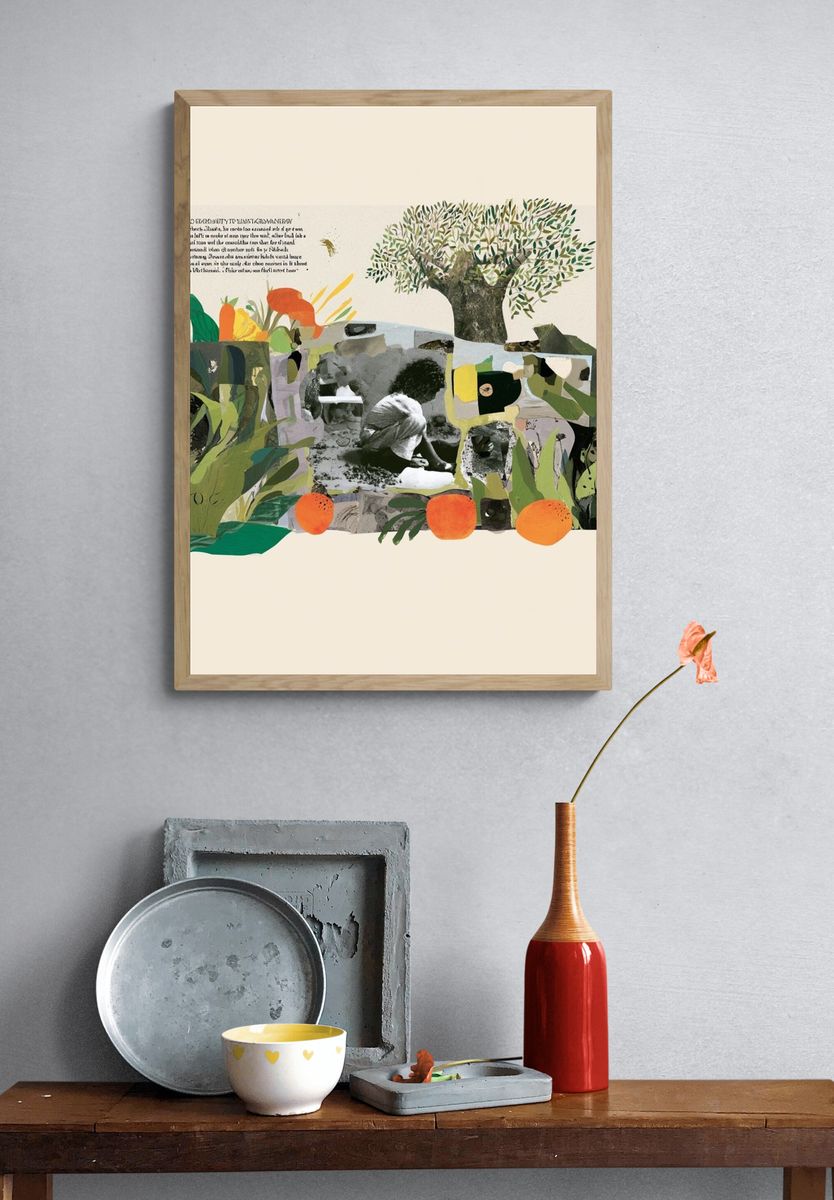 Botanical Collage Illustration Poster. — room view 3