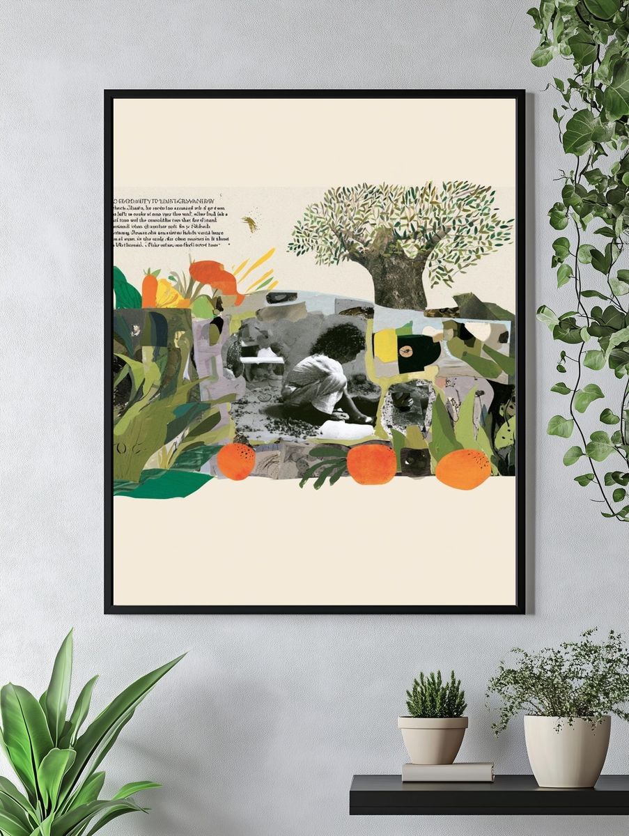 Botanical Collage Illustration Poster. — room view 4